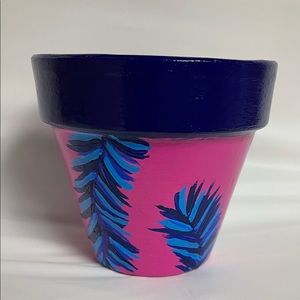 Hand painted decorative clay pot- 4”.